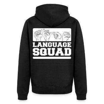 ASL Sign Language Interpreter - Unisex Premium Organic Zip Hoodie - black - Back - Nico (187cm)
