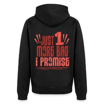 Beef Jerky Dried Meat Biltong Pemmican - Unisex Premium Organic Zip Hoodie - black - Back - Nico (187cm)
