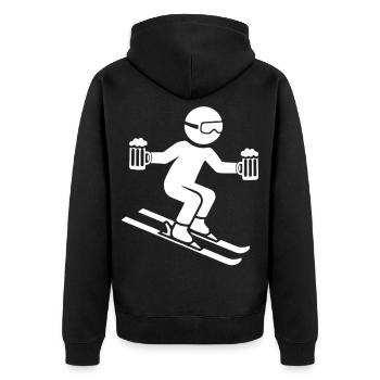 Skieur avec chope de bière - Veste à capuche bio Premium Unisexe - noir - Dos - Nico (187cm)