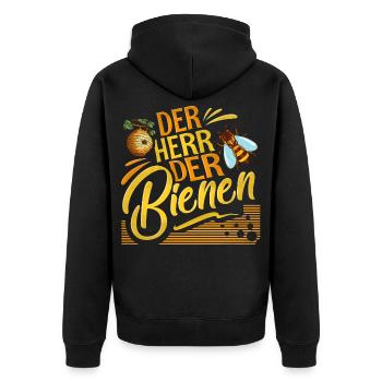 Imker - Unisex Premium Bio Zip Hoodie - Schwarz - Hinten - Nico (187cm)