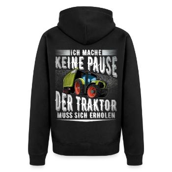 Landwirt - Unisex Premium Bio Zip Hoodie - Schwarz - Hinten - Nico (187cm)