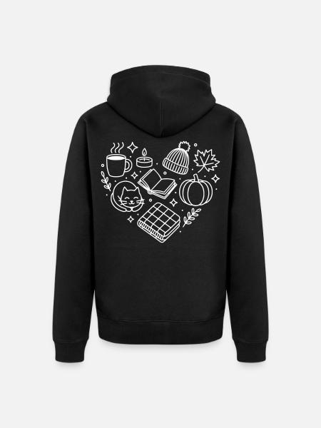 Herbst Herz - Unisex Premium Bio Zip Hoodie - Schwarz