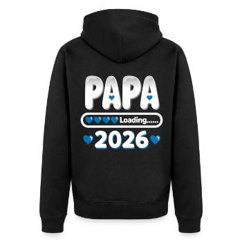 2026 Papa Loading – Cadeau pour le futur père - Veste à capuche bio Premium Unisexe - noir - Dos - Nico (187cm)