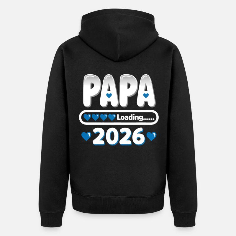 2026 Papa Loading – werdender Vater Geschenk - Unisex Premium Bio Zip Hoodie - Schwarz