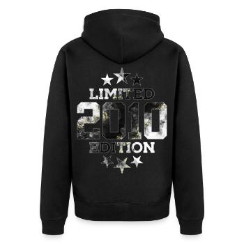 LIMITED EDITION 2010 16. GEBURTSTAG - Unisex Premium Bio Zip Hoodie - Schwarz - Hinten - Nico (187cm)