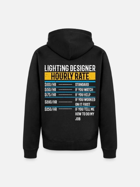 Lichtdesigner Stundensatz Lustige Beleuchtung - Unisex Premium Bio Zip Hoodie - Schwarz