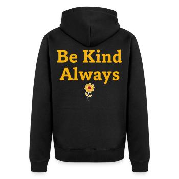 Be Kind Always Statement Saying - Unisex Premium Organic Zip Hoodie - black - Back - Nico (187cm)