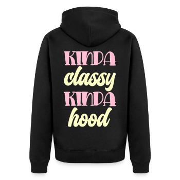 Kinda classy kinda hood Typography - Unisex Premium Organic Zip Hoodie - black - Back - Nico (187cm)