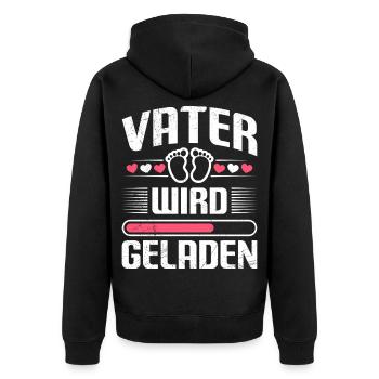 Zukünftiger VATER WIRD GELADEN Vaterschaft Lustig - Unisex Premium Bio Zip Hoodie - Schwarz - Hinten - Nico (187cm)