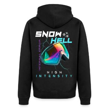 SNOW HELL 2.0 | High Intensity | Winter Sports - Unisex Premium Organic Zip Hoodie - black - Back - Nico (187cm)