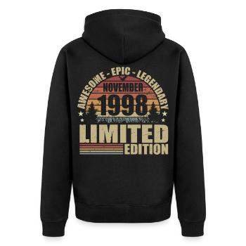 November 1998 Limited Edition Retro November 1998 - Unisex Premium Organic Zip Hoodie - black - Back - Nico (187cm)