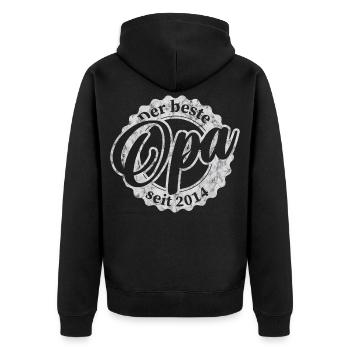 Der Beste Opa seit 2014 - Unisex Premium Bio Zip Hoodie - Schwarz - Hinten - Nico (187cm)