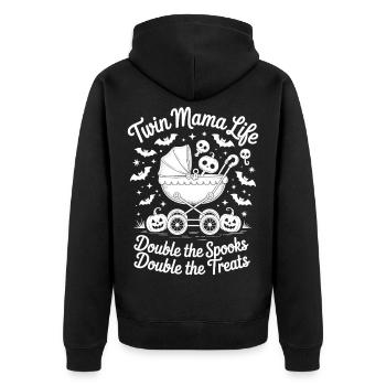 Twin Mama Life Doppelte Die Gruselleckereien Halloween - Unisex Premium Bio Zip Hoodie - Schwarz - Hinten - Nico (187cm)