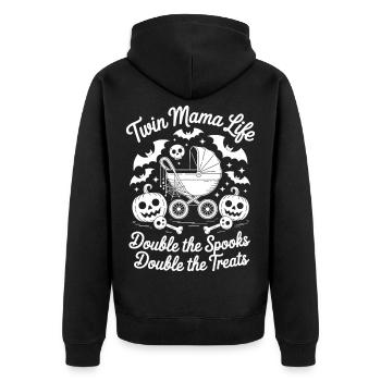 Twin Mama Life Doppelte Die Gruselleckereien Halloween - Unisex Premium Bio Zip Hoodie - Schwarz - Hinten - Nico (187cm)