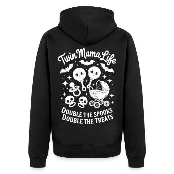 Twin Mama Life Doppelte Die Gruselleckereien Halloween - Unisex Premium Bio Zip Hoodie - Schwarz - Hinten - Nico (187cm)