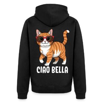 Ciao Bella - Unisex Premium Bio Zip Hoodie - Schwarz - Hinten - Nico (187cm)