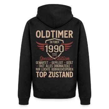 Cadeau 35ème anniversaire Voiture Ancienne Octobre 1990 - Veste à capuche bio Premium Unisexe - noir - Dos - Nico (187cm)