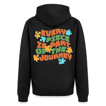 Autism Team: Strong Together - Unisex Premium Organic Zip Hoodie - black - Back - Nico (187cm)
