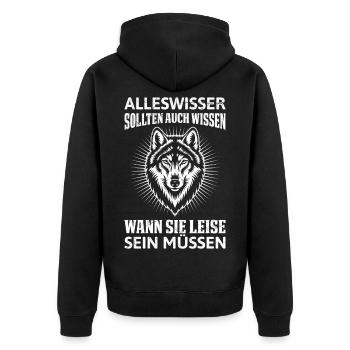 Wolf Spirit ALLESWISSER SOLLTEN WISSEN Lustiges - Veste à capuche bio Premium Unisexe - noir - Dos - Nico (187cm)