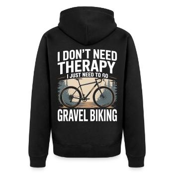 Slogan du vélo de gravier – une thérapie ? Mieux faire du vélo ! - Veste à capuche bio Premium Unisexe - noir - Dos - Nico (187cm)