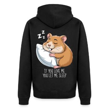 Hamster Sleeping - Unisex Premium Organic Zip Hoodie - black - Back - Nico (187cm)