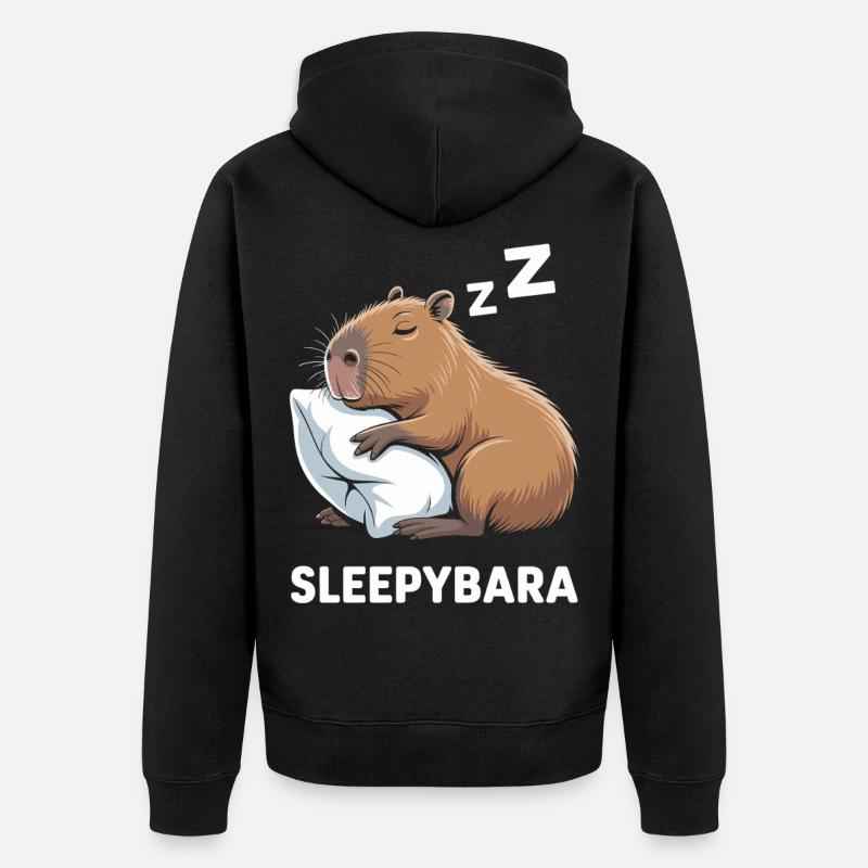 Sleepybara Capybara Dormir - Veste à capuche bio Premium Unisexe - noir