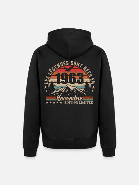 Awesome since November 1963 | November 1963 - Unisex Premium Organic Zip Hoodie - black