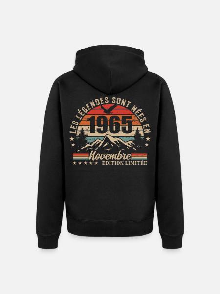 Awesome since November 1965 | November 1965 - Unisex Premium Organic Zip Hoodie - black