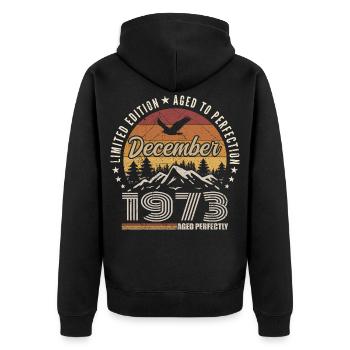Décembre 1973 Édition Originale Cadeau décembre  - Veste à capuche bio Premium Unisexe - noir - Dos - Nico (187cm)