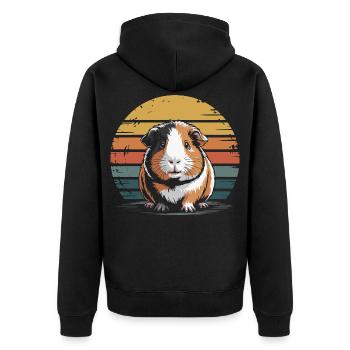 Guinea pig, sweet - Unisex Premium Organic Zip Hoodie - black - Back - Nico (187cm)