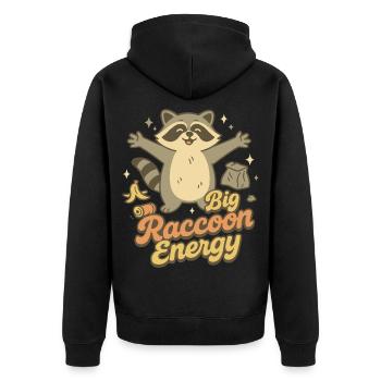 Big Raccoon Energy Humour rétro - Veste à capuche bio Premium Unisexe - noir - Dos - Nico (187cm)