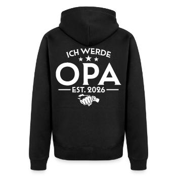 Je vais être grand-père 2026 - Annonce de grossesse - Veste à capuche bio Premium Unisexe - noir - Dos - Nico (187cm)