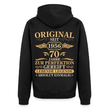 Original 1956 Jahrgang 70. Geburtstag Geschenk - Unisex Premium Bio Zip Hoodie - Schwarz - Hinten - Nico (187cm)