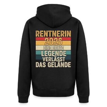 Rentnerin 2026 Echte Legende verlässt das Gelände - Unisex Premium Bio Zip Hoodie - Schwarz - Hinten - Nico (187cm)