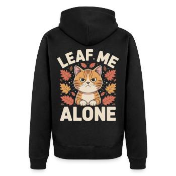 Katze Herbst Lustig Lass Mich Alleine - Unisex Premium Bio Zip Hoodie - Schwarz - Hinten - Nico (187cm)