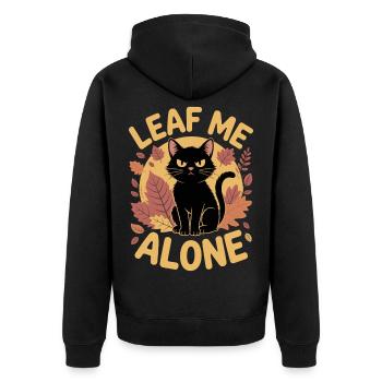 Katze Herbst Lustig Lass Mich Alleine - Unisex Premium Bio Zip Hoodie - Schwarz - Hinten - Nico (187cm)