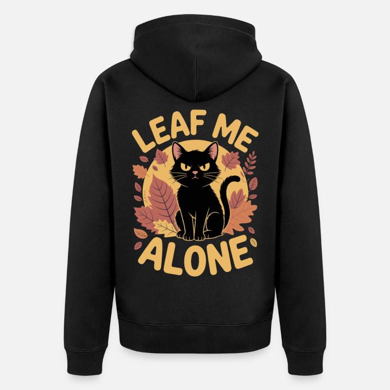 Chat Automne Drôle Laissez-moi tranquille - Veste à capuche bio Premium Unisexe - noir