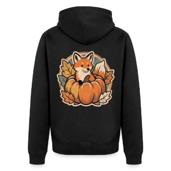Süßer Halloween Fuchs im Kürbis mit Hexenhut - Unisex Premium Bio Zip Hoodie - Schwarz - Hinten - Nico (187cm)