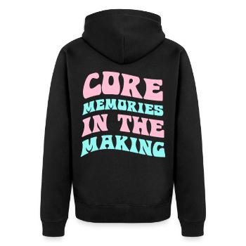 Core Memories in the Making - Unisex Premium Bio Zip Hoodie - Schwarz - Hinten - Nico (187cm)