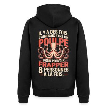 Il y a des fois j’aimerais être un poulpe Humour - Veste à capuche bio Premium Unisexe - noir - Dos - Nico (187cm)