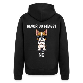 Before you ask: NÖ Bulldog - Unisex Premium Organic Zip Hoodie - black - Back - Nico (187cm)