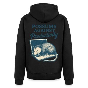 Opossums contre la productivité T-shirt mème drôle - Veste à capuche bio Premium Unisexe - noir - Dos - Nico (187cm)
