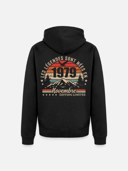 Awesome since November 1979 | November 1979 - Unisex Premium Organic Zip Hoodie - black