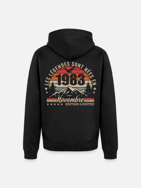 Awesome since November 1983 | November 1983 - Unisex Premium Organic Zip Hoodie - black