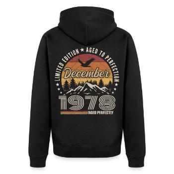 Décembre 1978 Édition Originale Cadeau décembre  - Veste à capuche bio Premium Unisexe - noir - Dos - Nico (187cm)