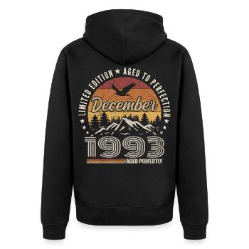 Dezember 1993 Originalausgabe Dezember-Geschenk - Unisex Premium Bio Zip Hoodie - Schwarz - Hinten - Nico (187cm)