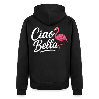 Ciao Bella - Unisex Premium Bio Zip Hoodie - Schwarz - Hinten - Nico (187cm)