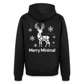 Geometrischer Hirsch Minimal Weinachts Motiv - Unisex Premium Bio Zip Hoodie - Schwarz - Hinten - Nico (187cm)
