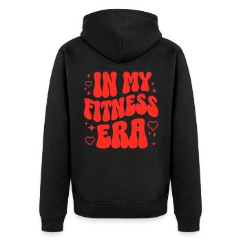 Fitness Girl Gym Motivation Sport Workout - Unisex Premium Bio Zip Hoodie - Schwarz - Hinten - Nico (187cm)