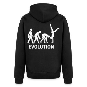 Calisthenics Evolution Fitness-Studio-Training - Unisex Premium Bio Zip Hoodie - Schwarz - Hinten - Nico (187cm)